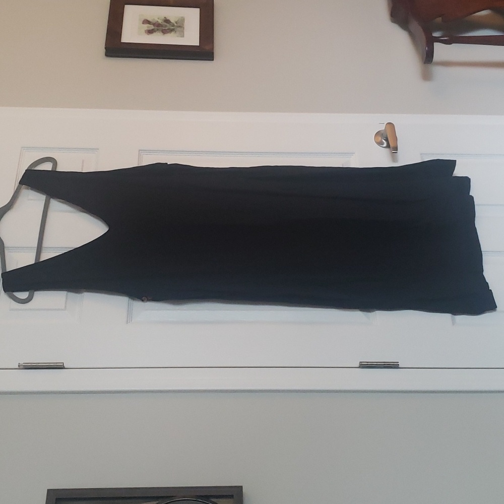 Free People black v neck front/back tunic and pants set. Linen. Large.